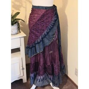 Jack Pot Silk  Skirt. True Wrap. Bohemian.Vintage